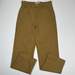 Everlane The Straight Leg Crop Brown Ochre High Rise Pants Size 2 Cotton Stretch
